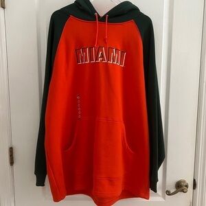 Champs Miami Hurricanes  Football Pullover Hoodie Orange Green NWT Men's XL